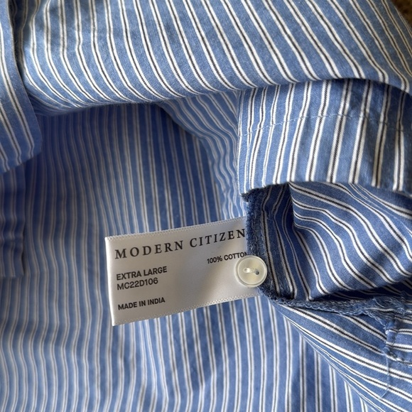 Modern Citizen Emma Open-Back Button Down Stripe Shirt Dress Blue White - Picture 10 of 13